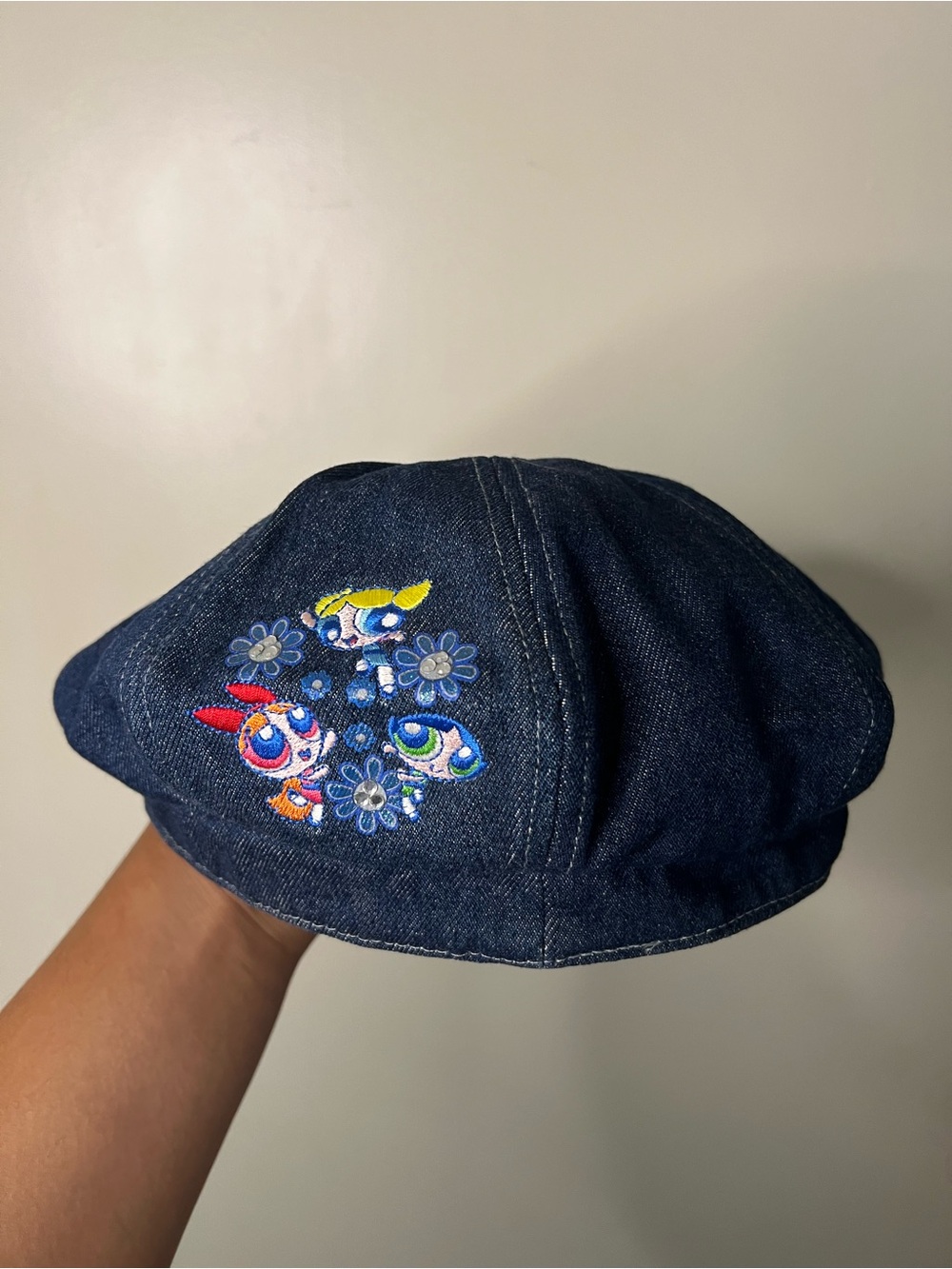 Vintage Y2K Cartoon Network Powerpuff Girls Denim Newsboy Beret Hat
